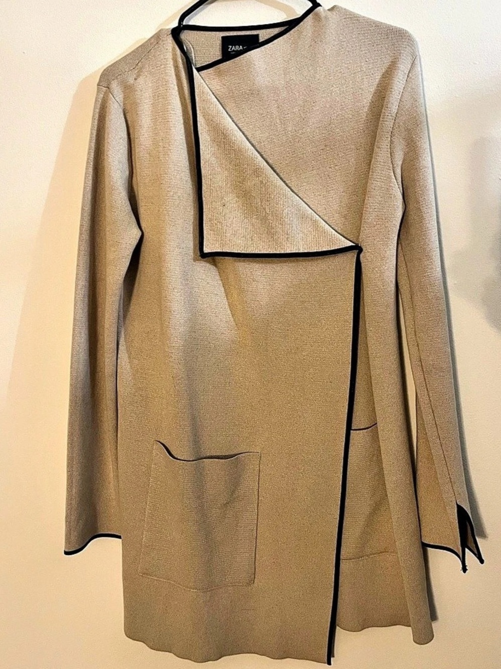 Zara Knit Beige Long Cardigan Size Medium